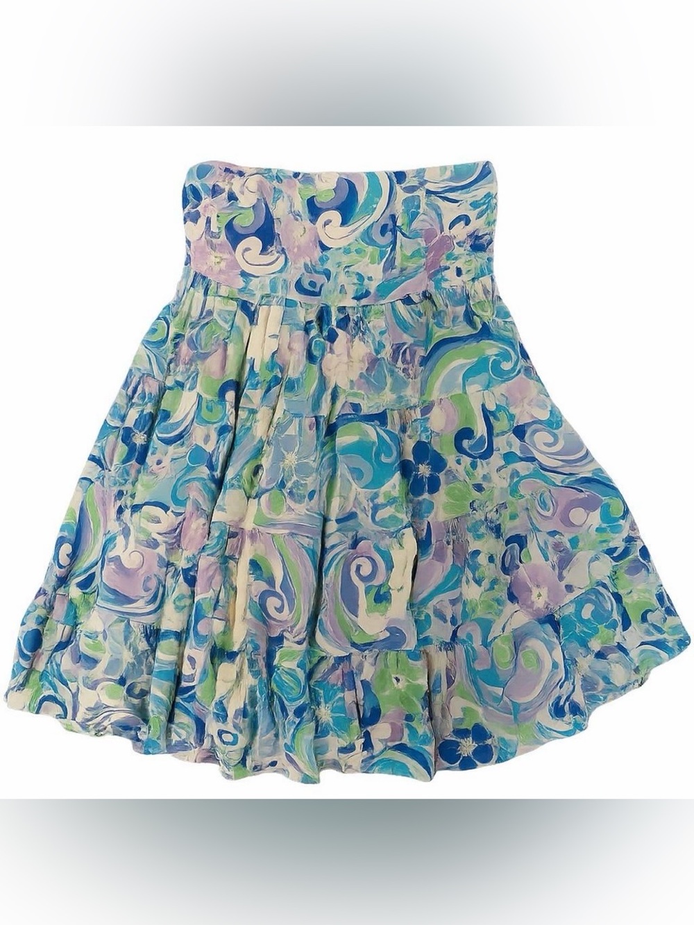 Floral Watercolor Mini Dress in Blue and Green